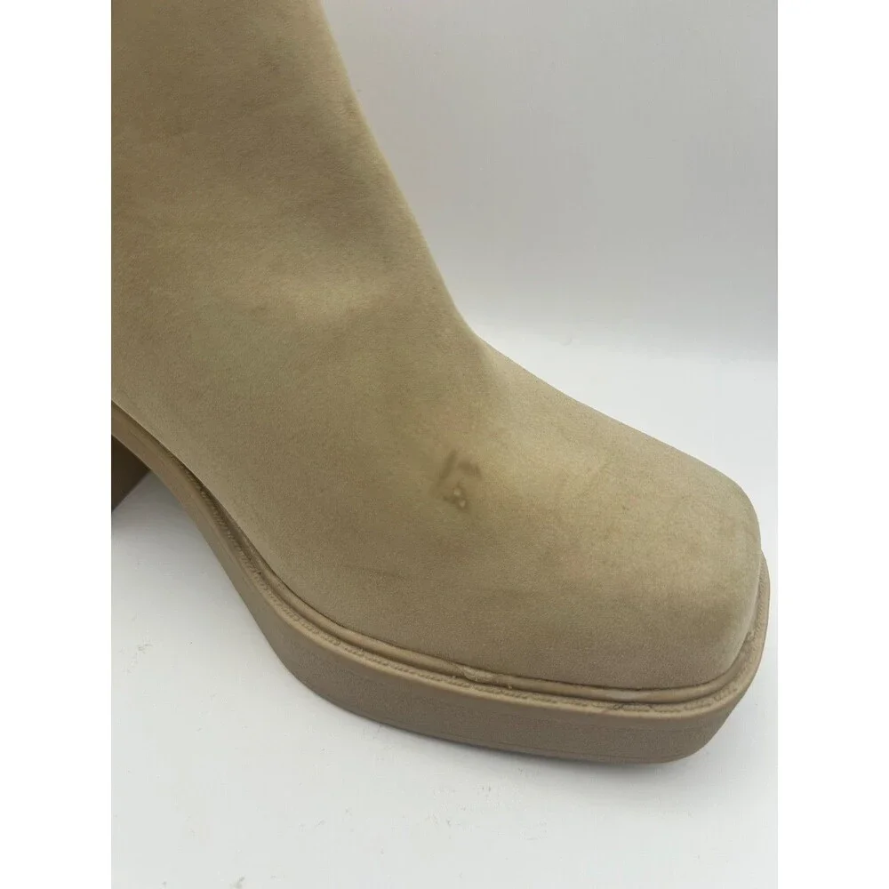 Mia Dru Women's Platform Chelsea Boot Suede Tan Size 10 M New with Defects